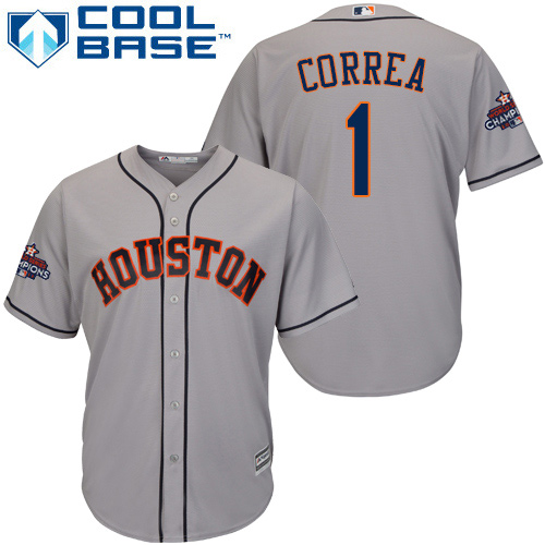 Astros #1 Carlos Correa Grey New Cool Base World Series Champions Stitched MLB Jersey